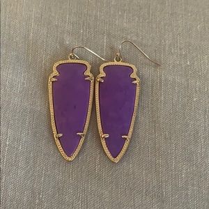Purple kendra Scott earrings with gold metal